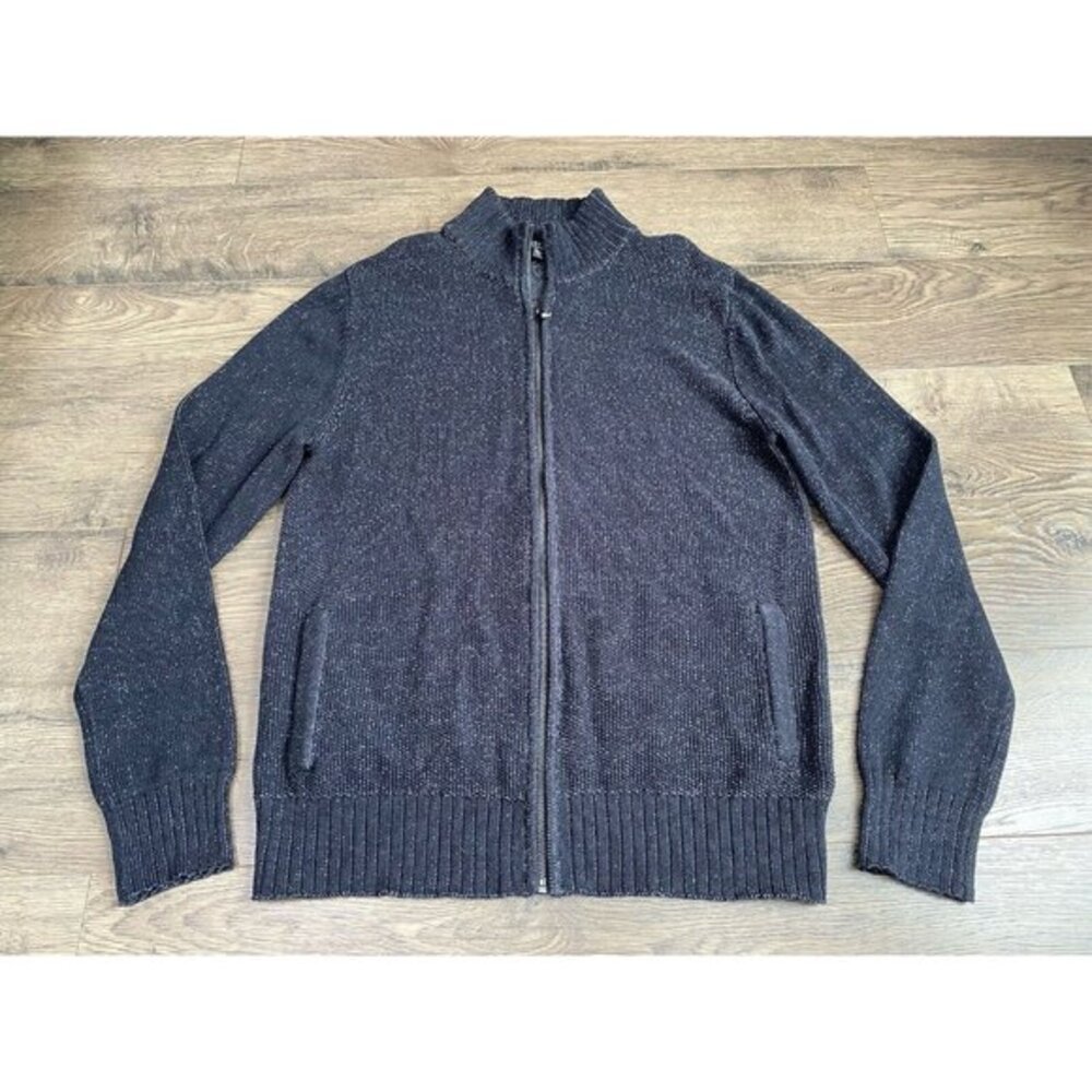 EUC Mens Guess Long Sleeve Knit Sweater Full Zip 100%‎ Cotton Thick Size L